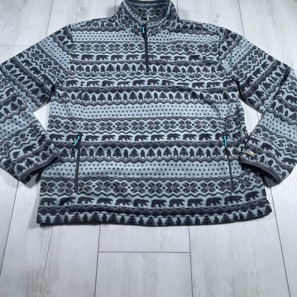 Chubbies Men’s XL The Bear Hug Quarter Zip Fleece Pullover Blue Grey Christmas - Picture 1 of 11